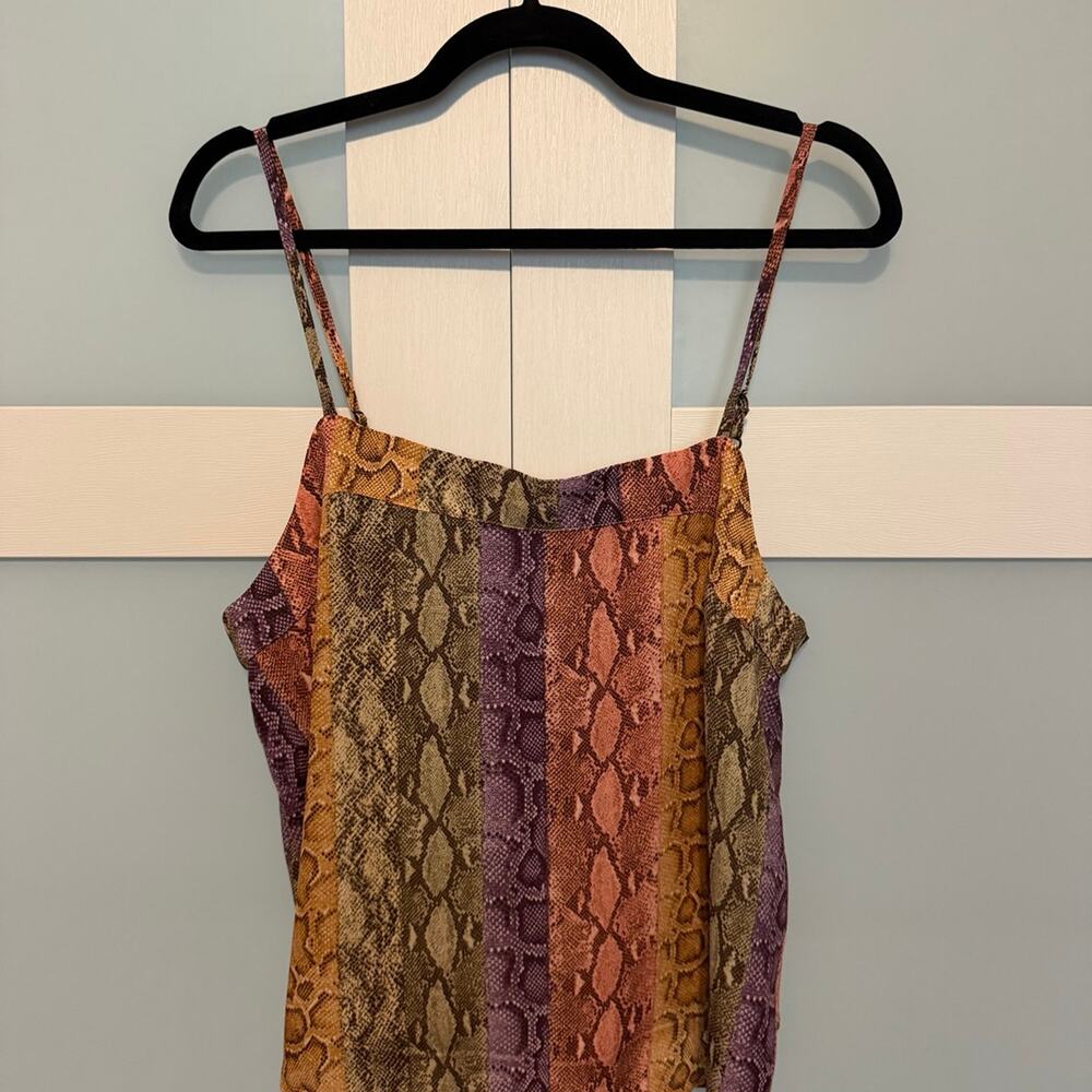 Hiatus Cami Top XL Snake Print Patchwork Adjustable Strap Tank Multicolor